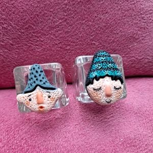 Clear acrylic rings with cute characters